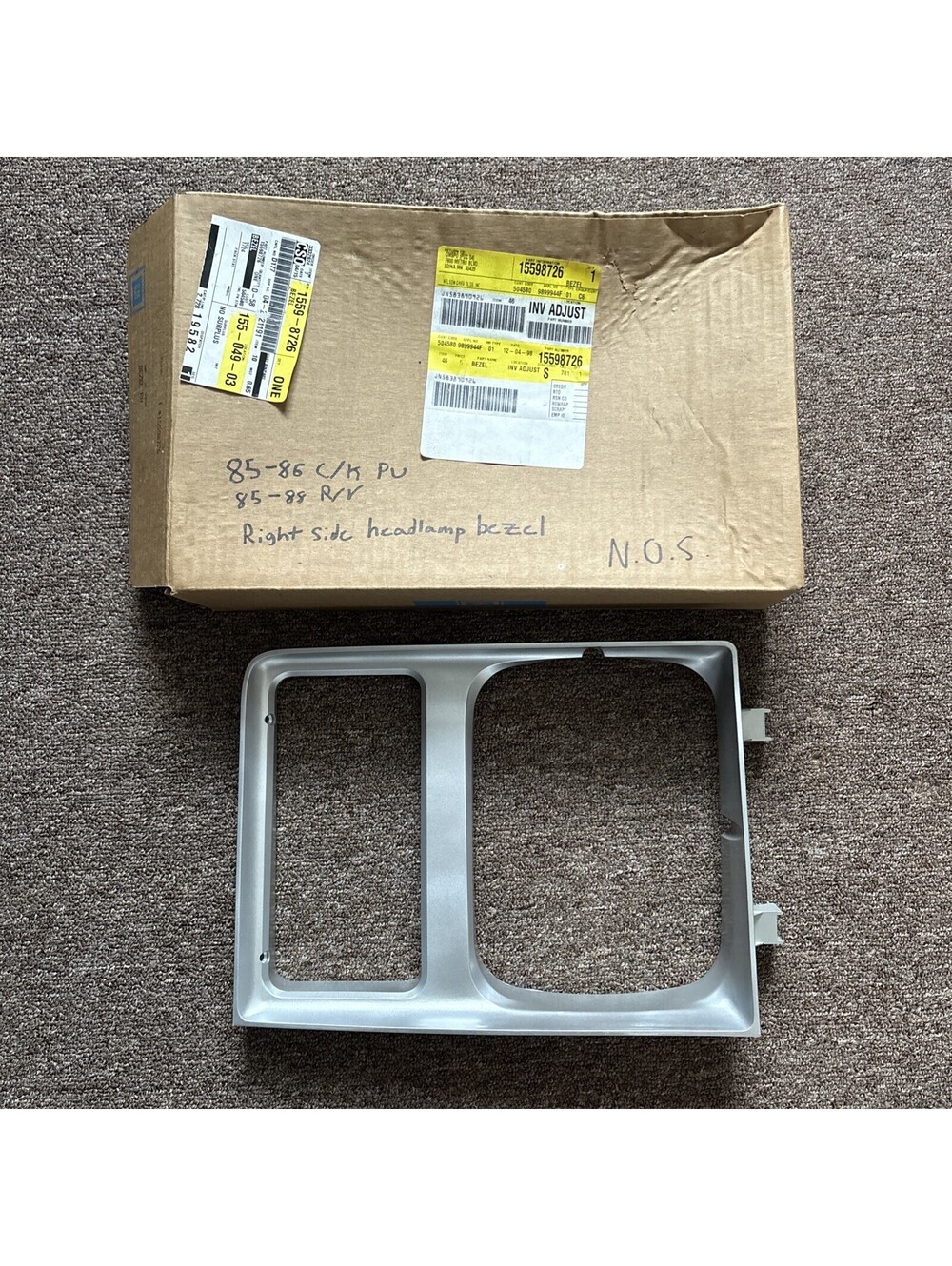 GM OEM NOS 15598726 Passenger Headlamp Bezel 1985-1986 Chevrolet C10 Square Body